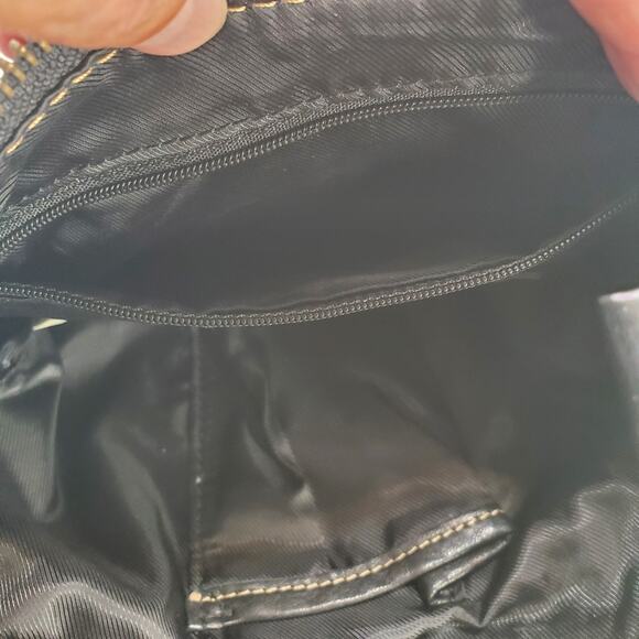 J.F. Fine Leather Shoulder Bag Brown Studded Y2K Flap Snap Outside Zip 6x11 inch - Picture 6 of 11